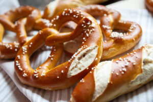Closeup of soft pretzel