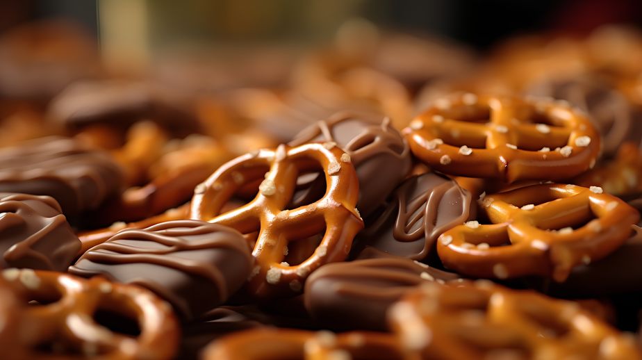 Close-up of salted pretzels, shallow depth of field